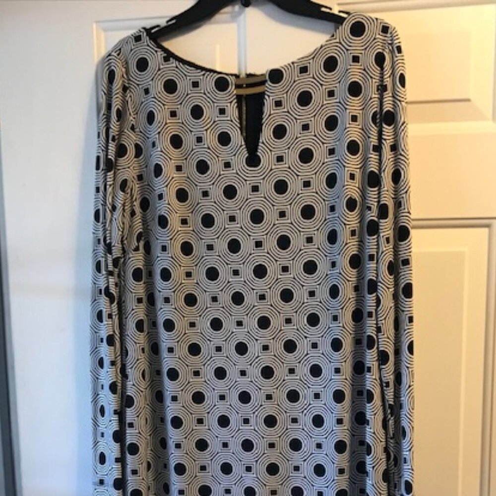 Vince Camuto Black Print Dress, Size 14.